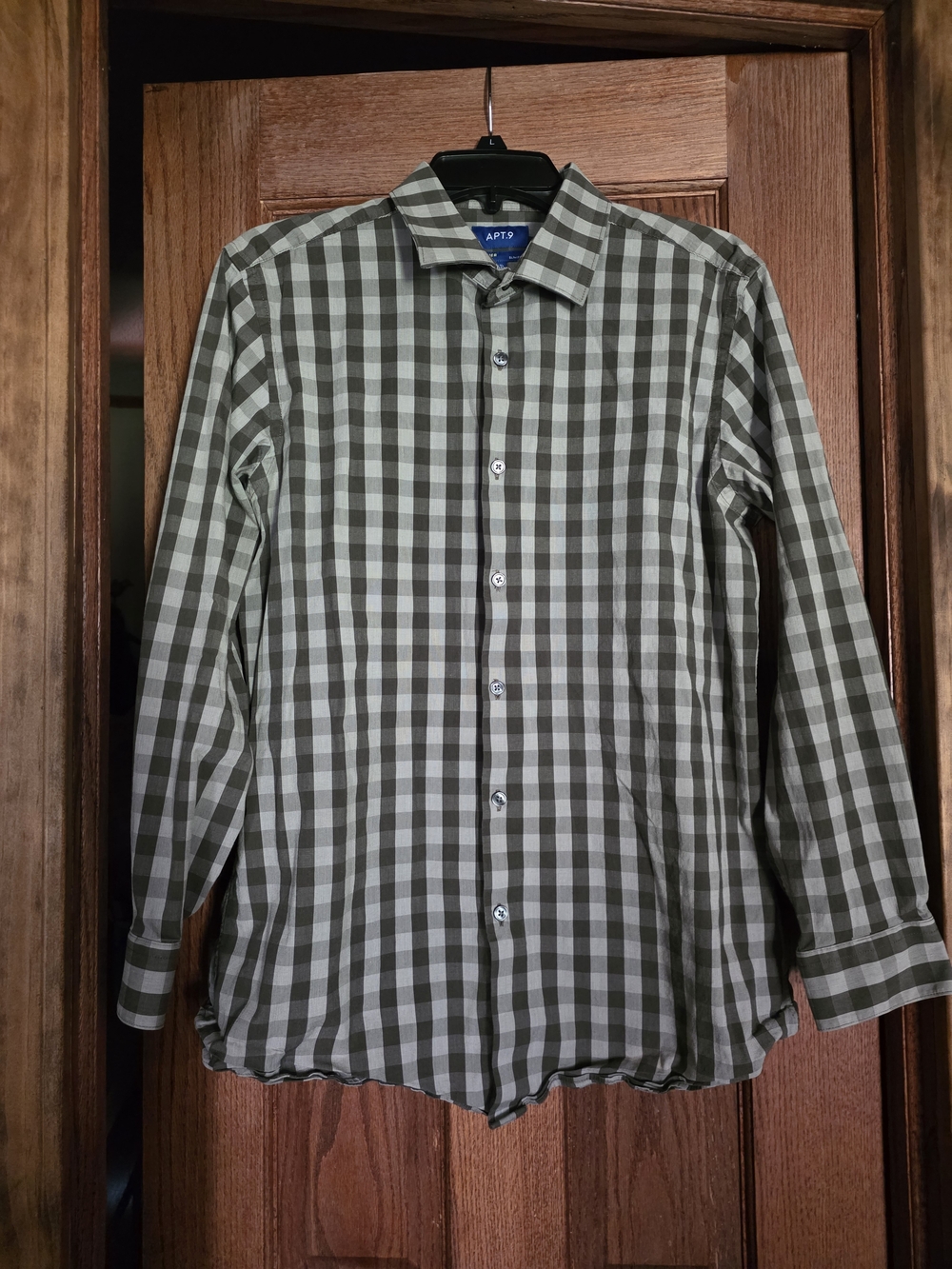 Apt.9 Slim Fit Premier Flex Preppy Casual Checkered Button-up Long Sleeve Shirt
